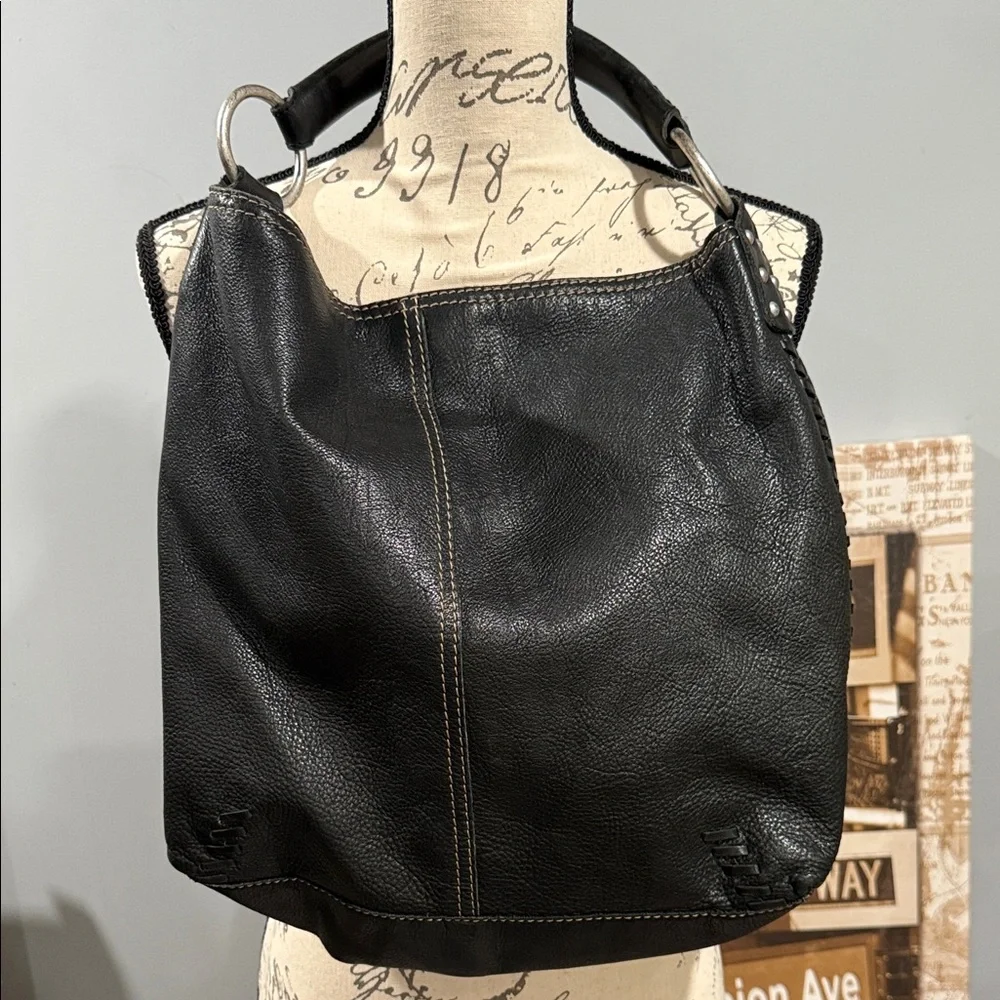 Lucky Brand Black Leather Hobo Bag - Picture 2 of 5